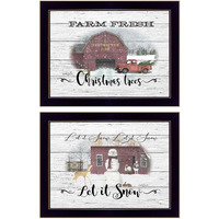 Set Of Two Farm Christmas Black Framed Print Wall Art
