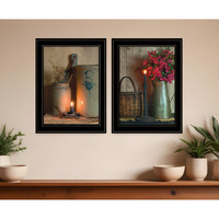 Set Of Two Country Candlelight Black Framed Print Wall Art