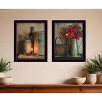 Set Of Two Country Candlelight Black Framed Print Wall Art