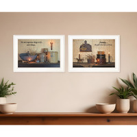 Set Of Two Family Forever White Framed Print Wall Art