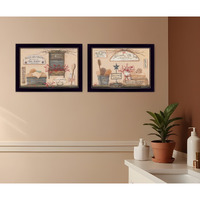Set Of Two Wash Room Black Framed Print Bathroom Wall Art