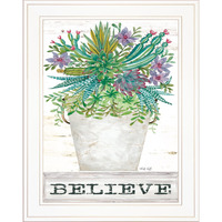 Believe Succulents White Framed Print Wall Art
