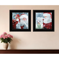 Set Of Two Santas Blessings Black Framed Print Wall Art