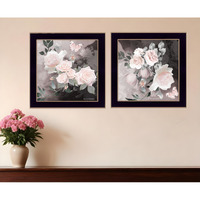 Set Of Two Noir Roses Black Framed Print Wall Art