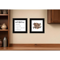 Set Of Two Coffee and Friends Recipe Black Framed Print Kitchen Wall Art