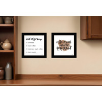 Set Of Two Coffee and Friends Recipe Black Framed Print Kitchen Wall Art
