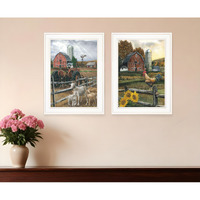 Set Of Two Farm Life White Framed Print Wall Art