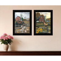 Set Of Two Farm Life Black Framed Print Wall Art