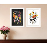 Set Of Two Love and Bloom White Framed Print Wall Art