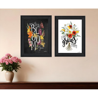 Set Of Two Love and Bloom Black Framed Print Wall Art