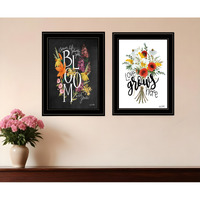 Set Of Two Love and Bloom Black Framed Print Wall Art