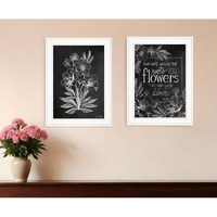 Set Of Two Vintage Flowers in Bloom White Framed Print Wall Art