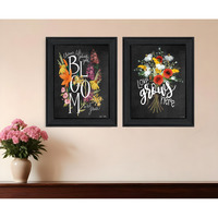 Set Of Two Love Grows Here Black Framed Print Wall Art
