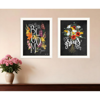 Set Of Two Love Grows Here White Framed Print Wall Art
