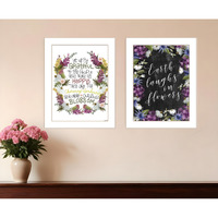 Set Of Two Flowers Make Us Laugh White Framed Print Wall Art