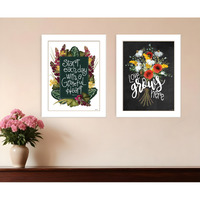 Set Of Two With Grateful Hearts White Framed Print Wall Art