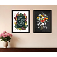 Set Of Two With Grateful Hearts Black Framed Print Wall Art