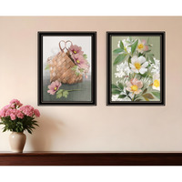 Set Of Two Farmhouse Daisies Black Framed Print Wall Art