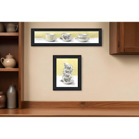 Set Of Two Teacups Black Framed Print Kitchen Wall Art