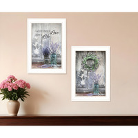 Set Of Two Love and Memories White Framed Print Wall Art