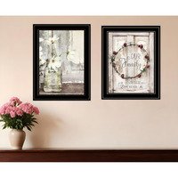 Set Of Two Our Family Blossoms Black Framed Print Wall Art
