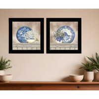 Set Of Two The Farmhouse Blues Black Framed Print Wall Art