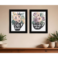 Set Of Two More Coffee Please or Coffee Break Black Framed Print Kitchen Wall Art