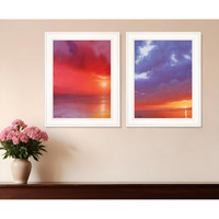 Set Of Two Sunset White Framed Print Wall Art