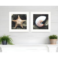 Set Of Two Ocean Net White Framed Print Wall Art
