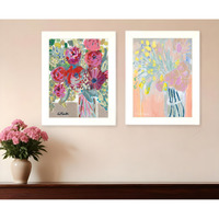 Set Of Two Pastel Bouquets Maybe Shes a Wildflower White Framed Print Wall Art