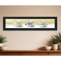 Stack of Tea CupsYellow Black Framed Print Kitchen Wall Art