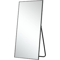 71" Black Metal Framed Leaning or Hanging Full Length Mirror