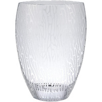 12" Clear and Frosted Abstract Oval Crystal Table Vase
