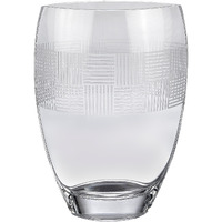 12" Clear With Geometric Pattern Oval Crystal Table Vase