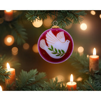 Peace on Earth Dove Hand Painted Mouth Blown Glass Ornament
