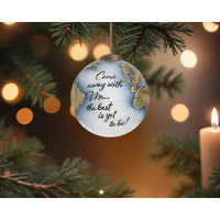 Globe Come Away with Me Hand Painted Mouth Blown Glass Ornament