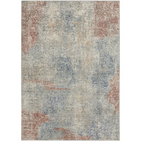 5' X 7' Ivory Abstract Power Loom Distressed Non Skid Area Rug