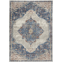 4' X 6' Blue And Grey Oriental Power Loom Non Skid Area Rug