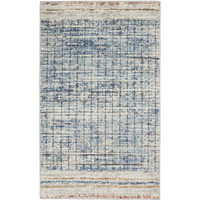 3' X 5' Blue Abstract Power Loom Distressed Non Skid Area Rug