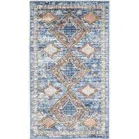 2' X 4' Blue Southwestern Power Loom Non Skid Area Rug