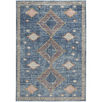 4' X 6' Blue Southwestern Power Loom Non Skid Area Rug