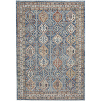 4' X 6' Blue Southwestern Power Loom Non Skid Area Rug
