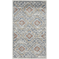 2' X 4' Blue And Ivory Southwestern Power Loom Non Skid Area Rug