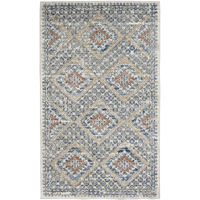 3' X 5' Blue And Ivory Southwestern Power Loom Non Skid Area Rug
