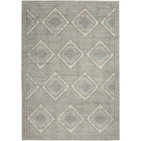 4' X 6' Grey Ivory And Blue Southwestern Power Loom Non Skid Area Rug