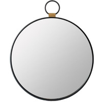 23" Black Round Metal Framed Accent Mirror