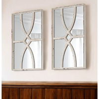 Set of Two White Solid and Engineered Wood Framed Accent Mirror