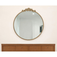 32" Gold Crowned Top Iron Framed Accent Mirror