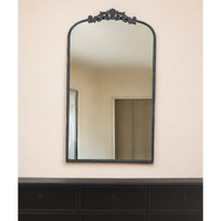 42" Black Arch Iron Framed Accent Mirror