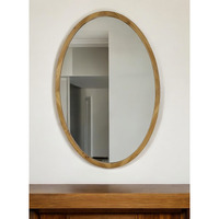 35" Brown Oval Solid Wood Framed Accent Mirror